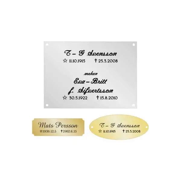 Designa din gravskylt själv online. Snabb leverans 1–3 dgr. | Gravyrbutiken